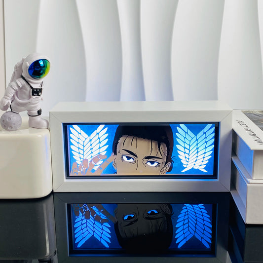 3D Anime Shadow Lightbox – LED Night Light with Wood Frame for Bedroom Decor & Gifts