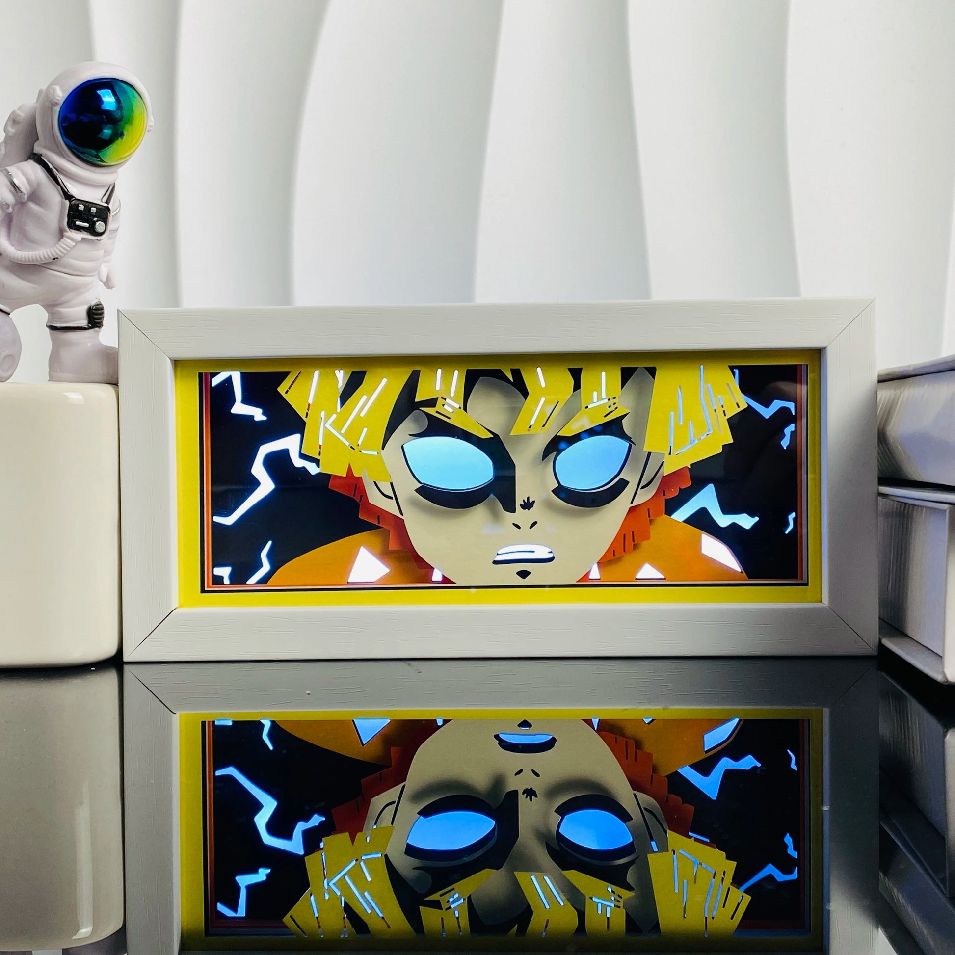 3D Anime Shadow Lightbox – LED Night Light with Wood Frame for Bedroom Decor & Gifts