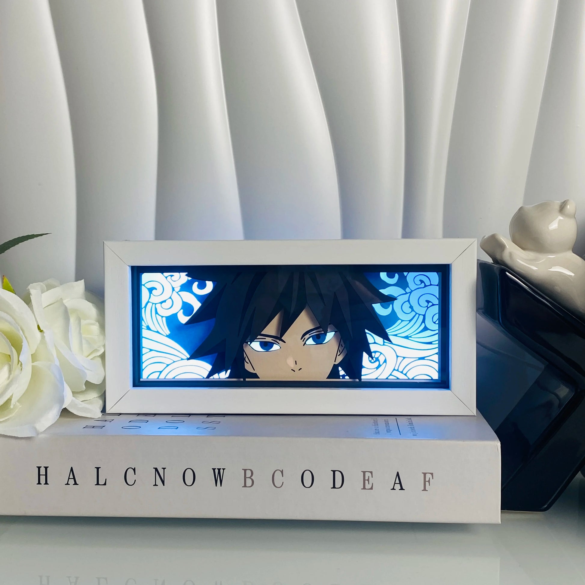 3D Anime Shadow Lightbox – LED Night Light with Wood Frame for Bedroom Decor & Gifts