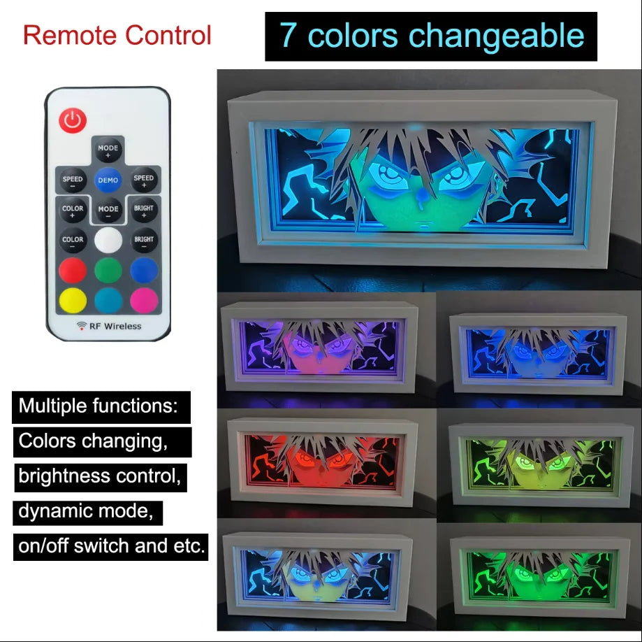 3D Anime Shadow Lightbox – LED Night Light with Wood Frame for Bedroom Decor & Gifts