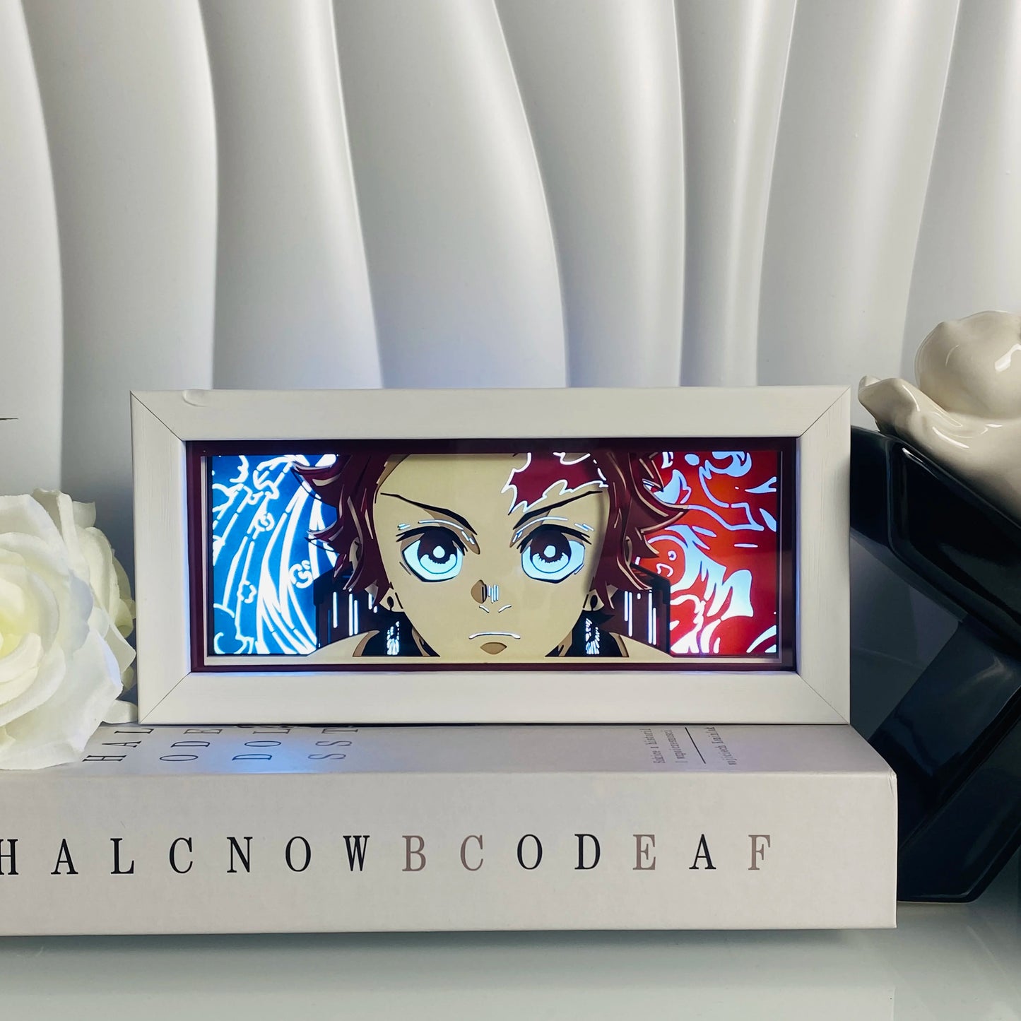 3D Anime Shadow Lightbox – LED Night Light with Wood Frame for Bedroom Decor & Gifts